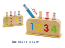 Learn colours, numbers,  shapes and emotions with this cute pop up wooden toy. 