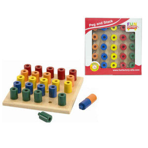 Wooden stacking peg board different colour stacking pegs fine motor 