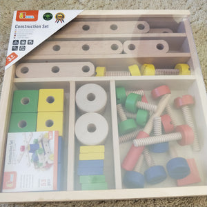 Wooden nuts and bolts construction set