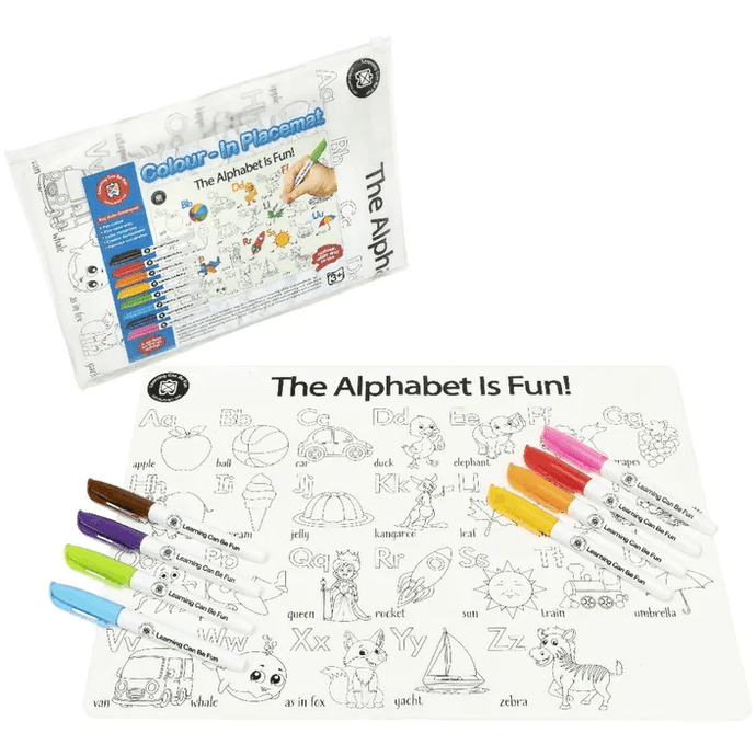 Learning can be fun Colour in placemat Alphabet is fun