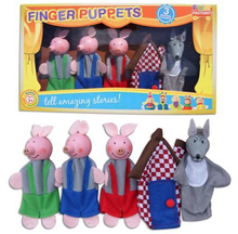 Wooden Finger puppets 3 little pigs - Toddler kids preschool family daycare story telling aids