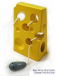 Wooden threading Cheese - Thread the wooden mouse through the holes in the wooden cheese block to help develop fine motor skills